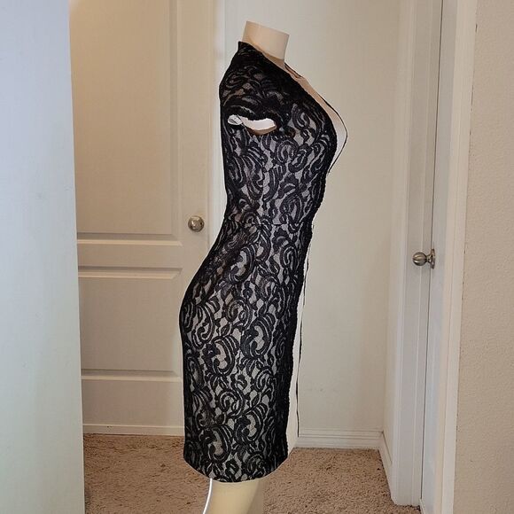 NWT IVY&BLU  BLACK LACE PANEL BODYCON DRESS - Picture 9 of 16